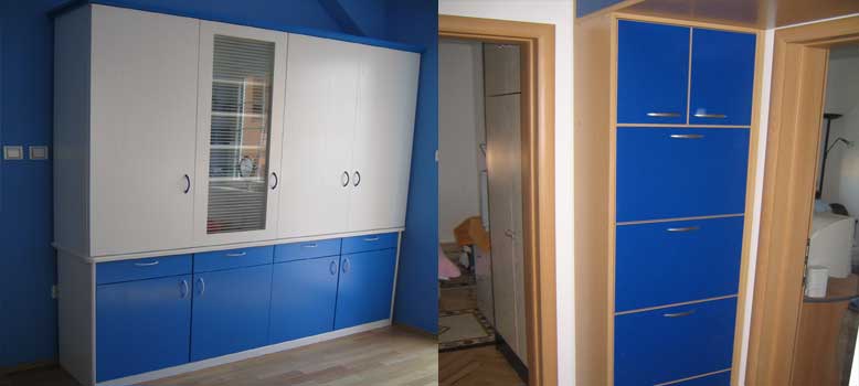 Cabinets of chipboard blue colors